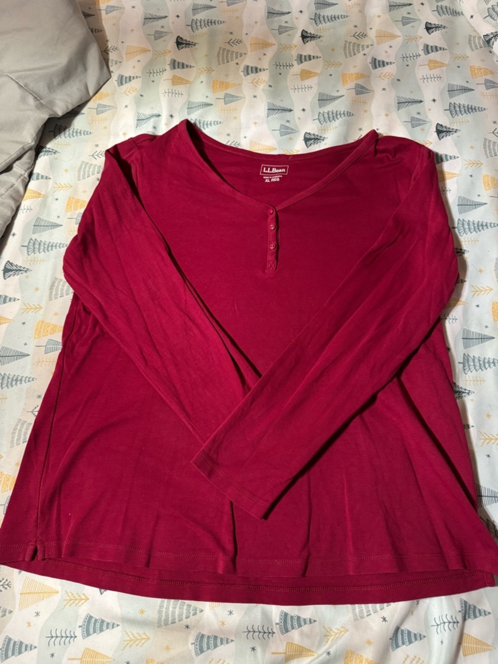 L.L. Bean Women's Long-Sleeve Henley Top in Berry